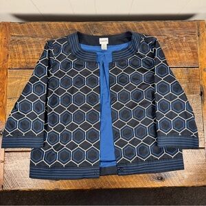Chico's Elegant Embroidered Black and Blue Jacket